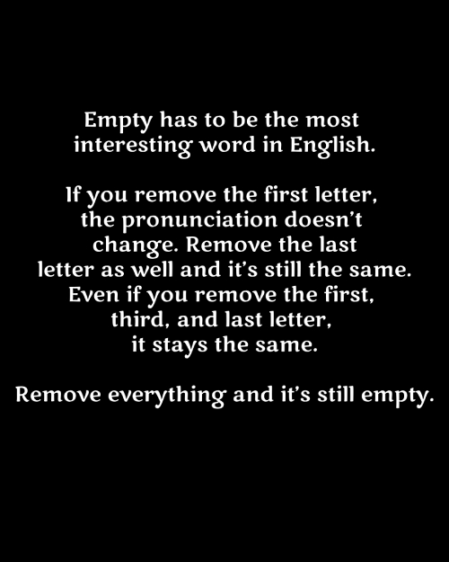 Empty Has To Be The Most Interesting Word – Interesting Facts